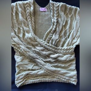 Pink Lily Light Green Cross over sweater